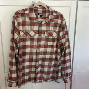 Patagonia Red and Cream Plaid Shirt Jacket